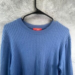 Joe Fresh Womens 2X‎ Blue Cable Knit Crewneck Sweater Coastal Textured